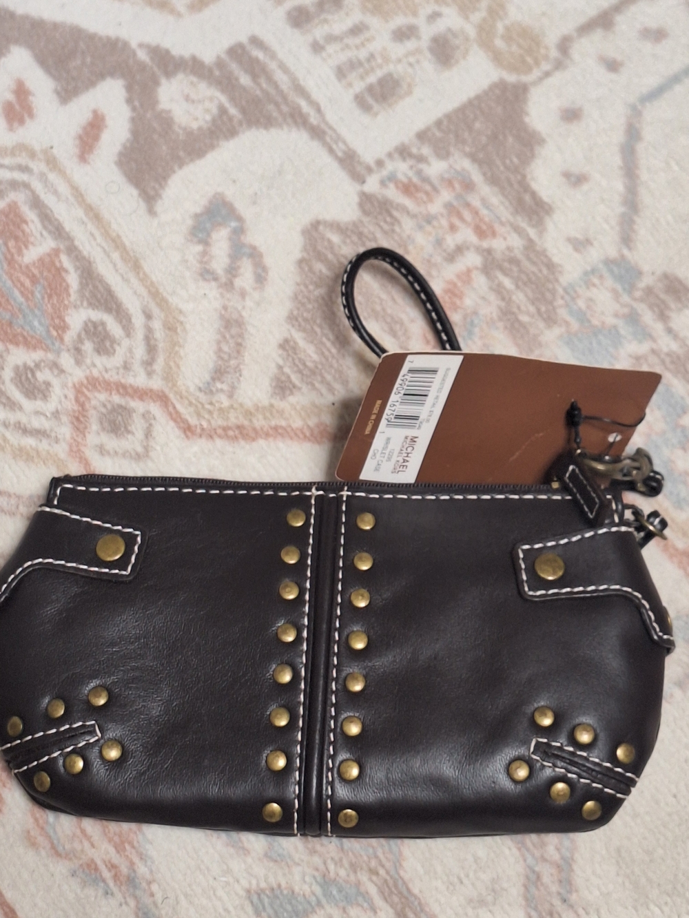 Michael Kors Black Leather Studded Wristlet - Picture 6 of 7